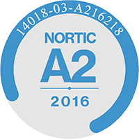 Sello de certificación de la A2:2016 con el NIU 14018-01-A21012